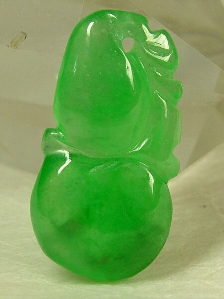 ■龍香堂■☆ミャンマー氷種翡翠（アイスジェダイト）トップ「瓢箪」29mm（d22）