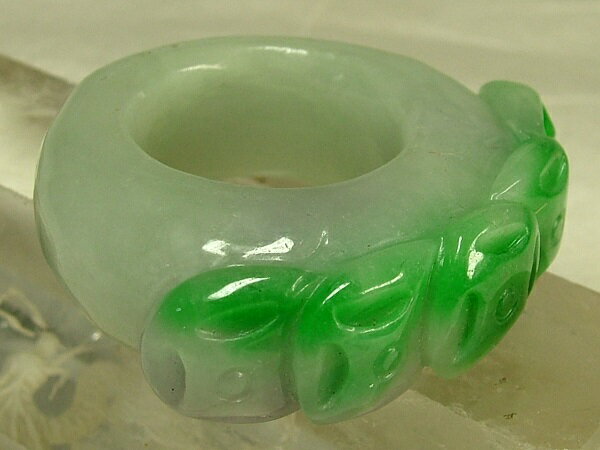 ■龍香堂■☆ミャンマー翡翠（ひすい）大型指輪「双銭」25号（t1）(4)