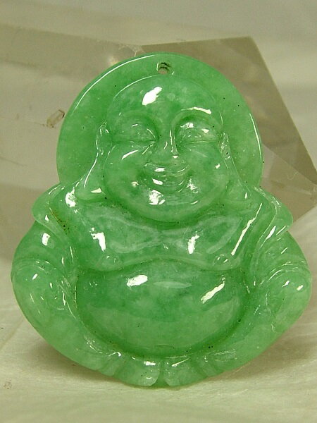■龍香堂■☆ミャンマー翡翠（ひすい）布袋トップ33mm（h7）