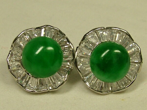 ■龍香堂■☆ミャンマー翡翠（ひすい）ジルコニア入り17mmピアスのサムネイル