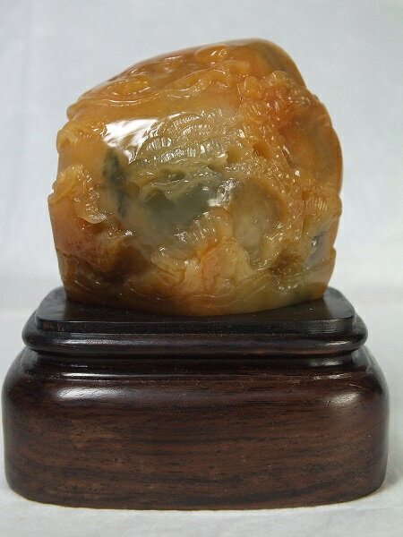 ■龍香堂■☆田黄石　台付置物「松山景」45mm（v15）