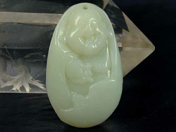 ■龍香堂■☆和田白玉（ホータンはくぎょく）布袋様（38mm）