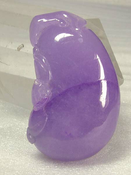 ■龍香堂■☆ミャンマーラベンダー翡翠「甜瓜蝙蝠」37mm