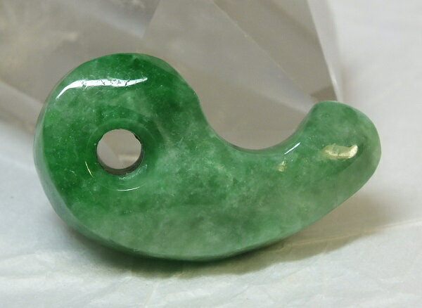 ■龍香堂■☆ミャンマー翡翠（ひすい）大勾玉34mm（h50）