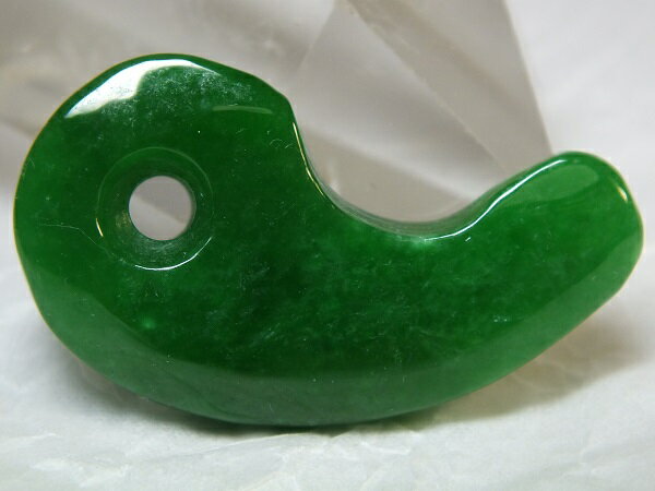■龍香堂■☆ミャンマー翡翠（ひすい）大勾玉41mm（h67）