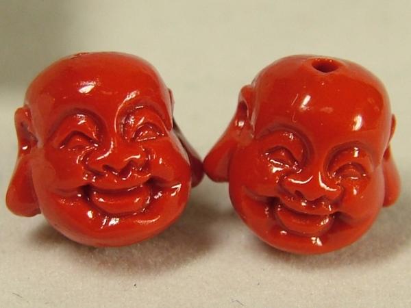 ■龍香堂■☆朱砂（しゅさ）布袋頭像10mm（2P）