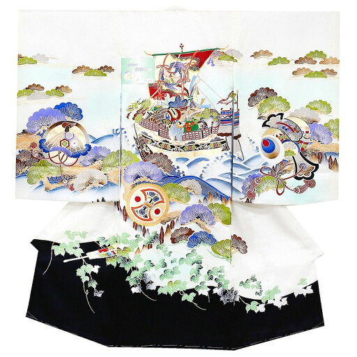 ※記念感謝祭☆送料無料☆京都友禅、刺繍、金彩仕様☆お宝尽し大将船に祝い大王松文白地特撰ボカシ仕様☆お祝着 ※記念感謝祭☆送料無料☆京都友禅、刺繍、金彩仕様☆お宝尽し大将船に祝い大王松文白地特撰ボカシ仕様☆お祝着