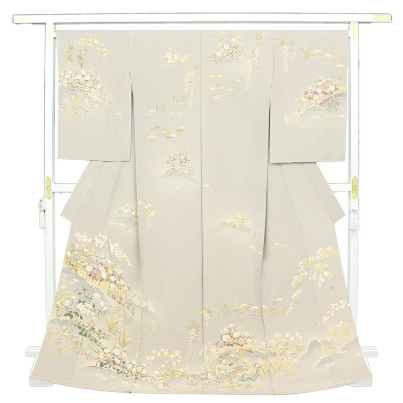 ※記念感謝祭☆仕立無料・送料無料☆最高級京都染色作家松本健一先生作☆加賀五彩染王朝庭園図創作訪問着