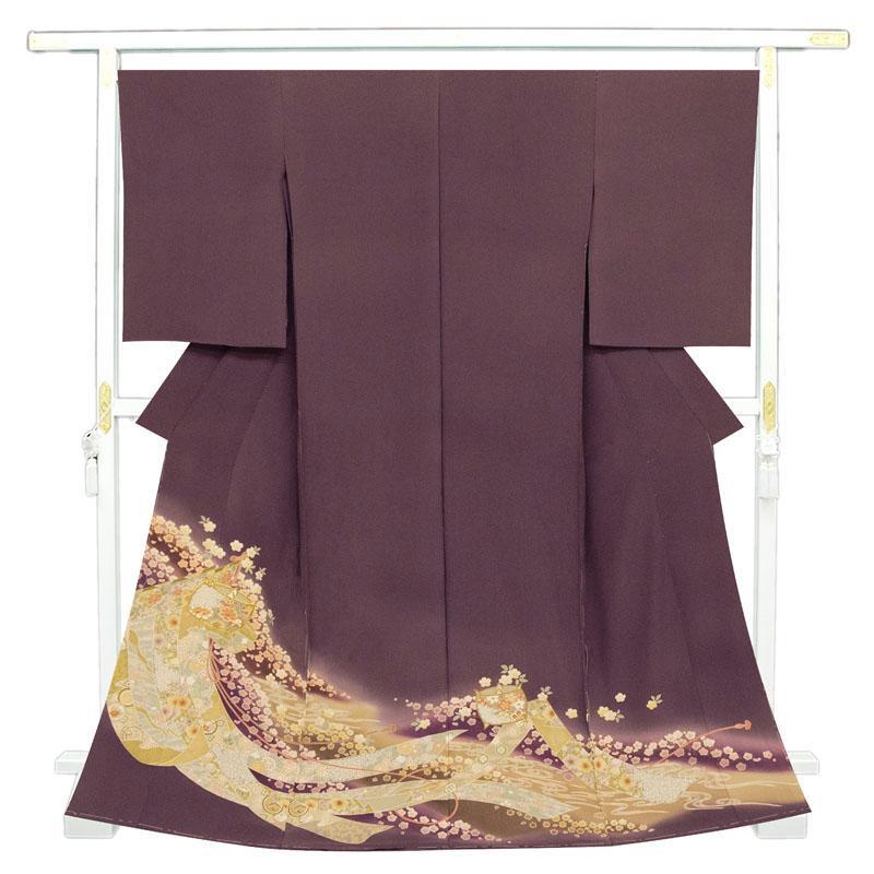 ※記念感謝祭☆仕立無料・送料無料☆特撰色留袖☆「高貴紫」幻想辻ケ花染☆几帳糸巻四季花文