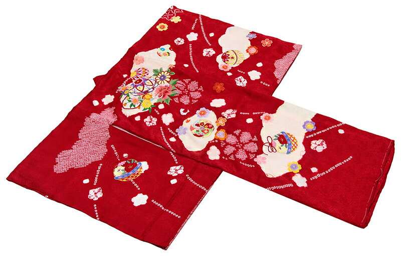 ※記念感謝祭☆送料無料☆正絹特撰京友禅伝統工芸梅オケ絞りと本絞り多色刺繍工芸祝い毬、すず四季花図☆お祝着