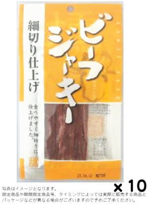 商品説明 桜材を使用し丁寧に2回燻煙をかける「W燻煙(ダブルスモーク)仕上げ」のビーフジャーキーを、丹念に細切りにし、お手頃価格でつまみやすく・食べやすい食べ切りサイズにしました。芳醇な香りと風味を肉の芯までしみこませておりますので、かむほどに深まる味と香りが楽しめます。また、肉の嫌な臭みが出ないように仕上げてあります。醤油味ベースの、肉の旨みを生かした細切りタイプのビーフジャーキーです。 原材料 牛肉（アルゼンチン産）、醤油（大豆・小麦を含む）、砂糖、食塩、黒胡椒／ソルビット、酸化防止剤（ビタミンC、ビタミンE）、調味料（アミノ酸）、発色剤（亜硝酸Na) 栄養成分 (1袋8gあたり) 注意事項 ・製造元の都合により、予告なくパッケージ・容量等の変更がある場合がございます。 (※パッケージ・容量等が異なる場合でも返品、交換の対応は不可となります） ・出荷までに約1週間前後かかる場合もございますので予めご了承下さい。丹念に細切りにした、食べやすい新しいタイプのビーフジャーキーです。食べきりサイズのお手頃価格！アウトドアにも