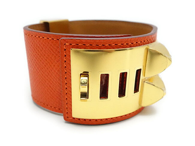 ■エルメス HERMES■ ブレス/バングル/コリエドシアン/ヴォーエプソン/オレンジ/#L/R刻 【SA3772】【税込価格】【質屋出店】【中古】【あす楽対応】