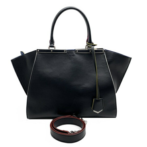 ◆フェンディ FENDI◆ 2WAYバッグ/トロワジュール/カーフ/黒×ピンク×白/8BH279 【BAG3677】【税込価格】【質屋出店】【中古】【あす楽対応】