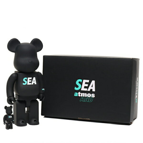 ◆ベアブリック×アトモス×ウィンダンシー BE@RBRICK×atmos×WIND AND SEA◆ BE@RBRICK100%&400%/2021SS/メディコムトイ/ABS/黒/592770 【SA6113】【税込価格】【質屋出店】【新品】【あす楽対応】