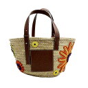 ◆ロエベ LOEWE◆ バスケットフラワーバッグ/トートバッグ/かごバッグ/Palm Leaf×Calf/ラフィア×カーフ/ナチュラル×タン/327.02FS9...