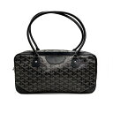 ◆ゴヤール GOYARD◆ スクエアボストンバッグ/サンマルタン/ヘリンボーン/PVC×レザー/ブラ ...