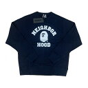 ◆ネイバーフッド×ベイシングエイプ NEIGHBORHOOD×A BATHING APE◆ メンズ/BAPE NBHD RELAXED FIT CREWNECK/クルーネックスウェット/コットン/ネイビー/2023SS/ L/222NOAPN-CSM02S 【SA7138】【税込価格】【質屋出店】【新品】【あす楽対応】