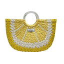 ◆ケイトスペード KATE SPADE◆ かごバッグ/レモン柄/ストロー/イエロー×ホワイト 【BAG4235】【税込価格】【質屋出店】【中古】【あす楽対応】