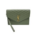 ◆サンローランパリ Saint Laurent◆ クラッチバッグ/レザー/モスグリーン/617662 【BAG4293】【税込価格】【質屋出店】【中古】【あす楽...