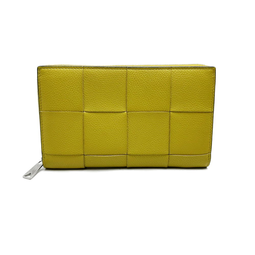 ◆ボッテガヴェネタ BOTTEGA VENETA◆ 財布/ラウンドファスナー長サイフ/カセット/レザー/マスタード 【SA7905】【税込価格】【質屋出店】【中古】【あす楽対応】