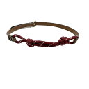 ◆ミュウミュウ MIU MIU◆ レザーブレスレット/カーフ×キャンバス/コニャック×アマラント/5IE008 【SA7914】【税込価格】【質屋出店】【中古】...