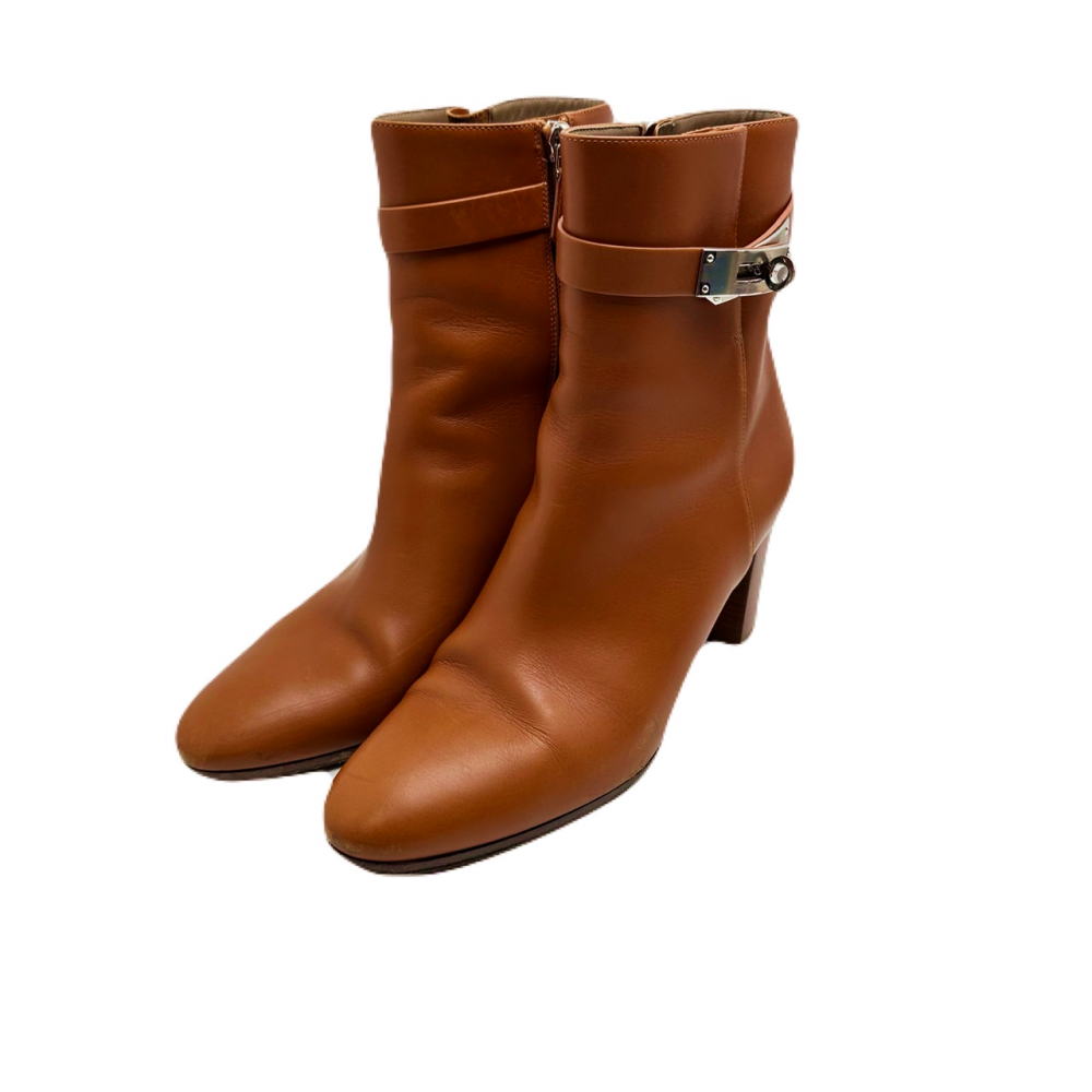 ■エルメス HERMES■ ショートブーツ/サンジェルマン/カーフ/ケリー金具/ブラウン/ナチュラル/#39/約24.5cm 【SA8286】【税込価格】【質屋出店】【中古】【あす楽対応】のサムネイル