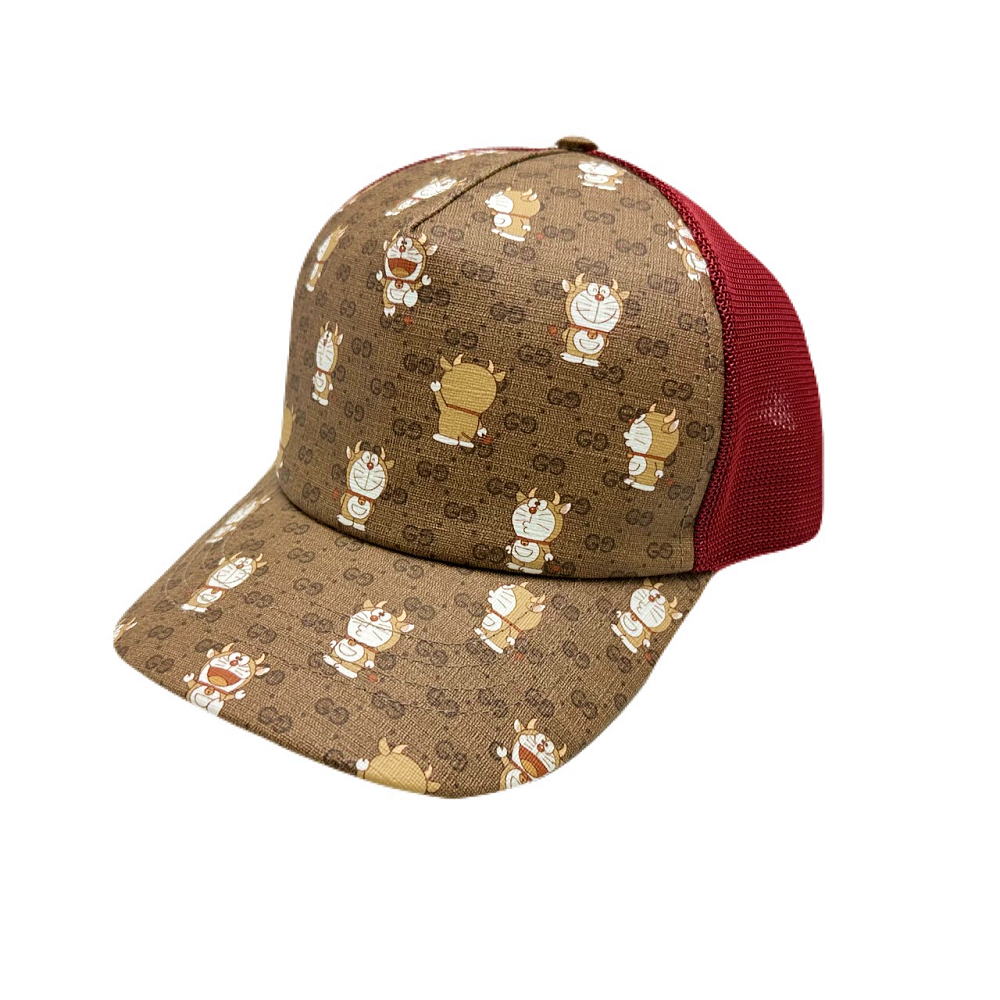 Rakuten - ◇グッチ×ドラえもん GUCCI×DORAEMON◇ 帽子/キャップ/ミニGGスプリーム/コットン×ポリエステル/ベージュ×レッド/#S/648845 【SA8544】【税込価格】【質屋出店】【中古】【あす楽対応】
