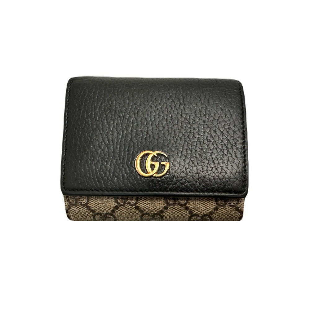 Rakuten - ◇グッチ GUCCI◇ 財布/GGマーモント/ミディアムウォレット/PVC×レザー/ベージュ×ブラック/598587 【SA8572】【税込価格】【質屋出店】【中古】【あす楽対応】