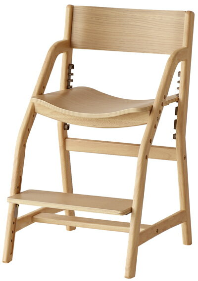 E-Toko子供チェアーE-Toko Kids Chair -economy-JUC-3661　ナチュラル/ブラウン　W445×D475~580×H764(SH365~535)mm 素材:天然木(ラバーウッド材)天然木化粧合板(ラバーウッド材）ラッカー塗装 座高さ7段階調整可能　足置き7段階調節可能【完成品】【送料無料】