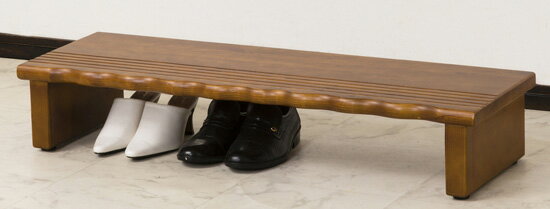 玄関台90天然杢 W90×D30×H16.5cm 主材;天然木 完成品、アジャスター付 天板には滑り止めの溝があります。【送料無料】【smtb-TK】