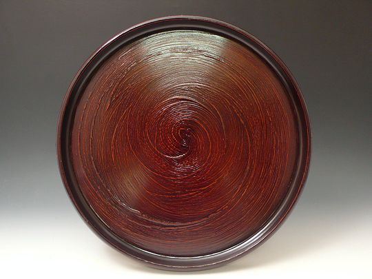 【訳あり】山中塗り 夏目給仕盆 うず三彩 九寸27cm【送料無料】【smtb-tk】