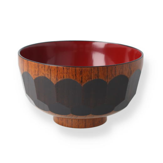 【楽天スーパーSALE 最大50%OFF】 越前漆器 二段黒亀甲内朱 汁椀 木製漆塗り スープカップ 純国産 日本製 豚汁・お味噌汁・吸物・おみおつけ おわん