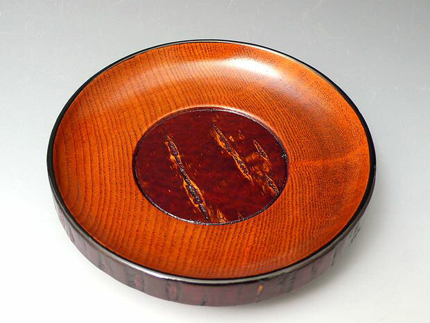 訳あり 樺細工 天黒 四寸茶托 1枚から 木製漆器 漆塗り