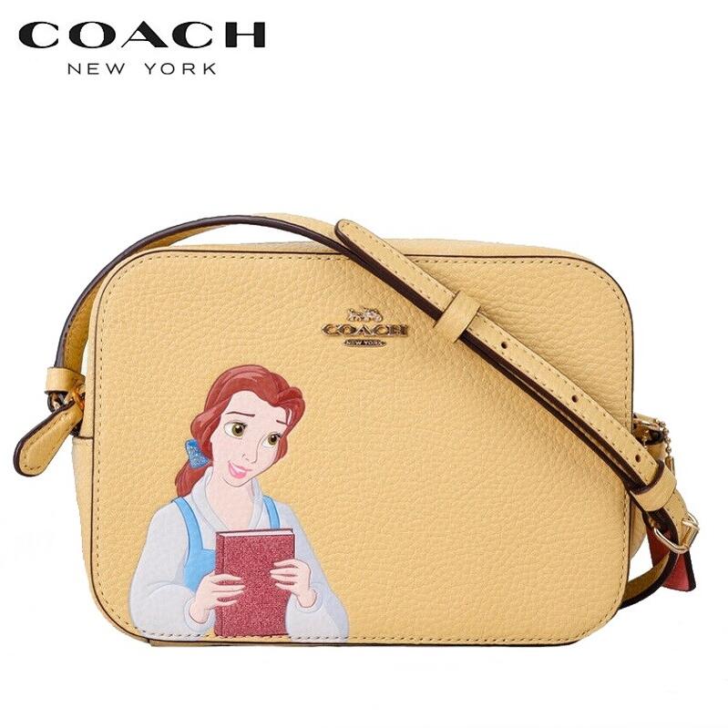 コーチショルダーバッグ レディース 斜めがけ 2021新作 COACH コーチ ファクトリー ディズニー コラボ ミニ カメラ バッグ ウィズ ベル バニラ クリーム マルチ