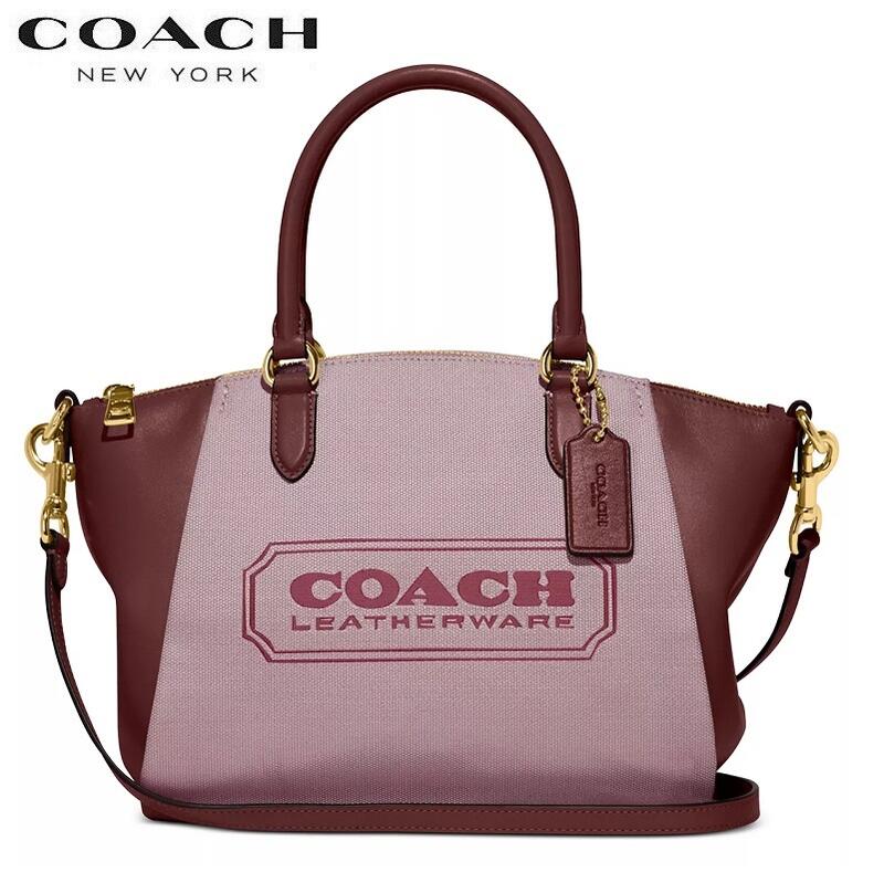 コーチ バッグ 新作 ショルダーバッグ 2way ブティックライン COACH バッジ ジャガード エリス サッチェル ワイン マルチ 正規品 日本未入荷