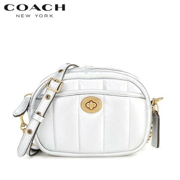 2022新作 コーチ バッグ 新作 ショルダーバッグ ブティックライン COACH キルティング メタリック レザー カメラ バッグ メタリック シルバー