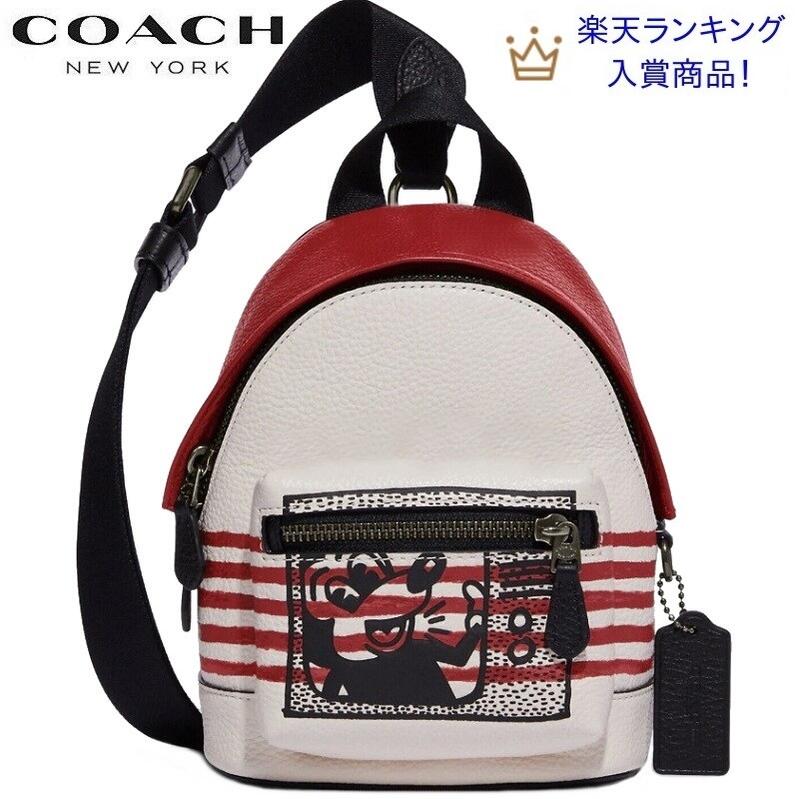新作 クリアランス バーゲン コーチ バッグ 新作 ショルダーバッグ 2way ウエスト バックパック クロスボディー COACH ファクトリー コーチ ディズニー ミッキー マウス キースヘリング スモール ウエスト バックパック クロスボディー チョーク レッド マルチのサムネイル