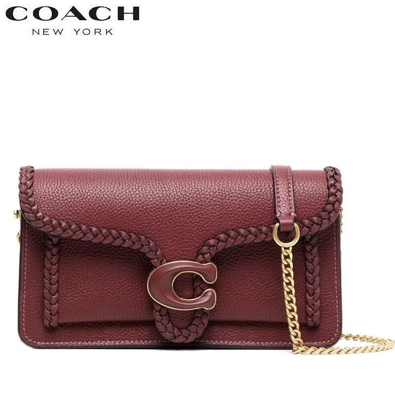 【SALE 2023秋冬新作 COACH】バック 新作 コーチショルダーバッグ レディース 斜めがけ コーチ クラッチ 斜め掛けバッグ スマホバッグ ブティックライン COACH 2023秋冬新作 ブレイディド レザー タビー チェーン クラッチ クロスボディバッグ ワイン