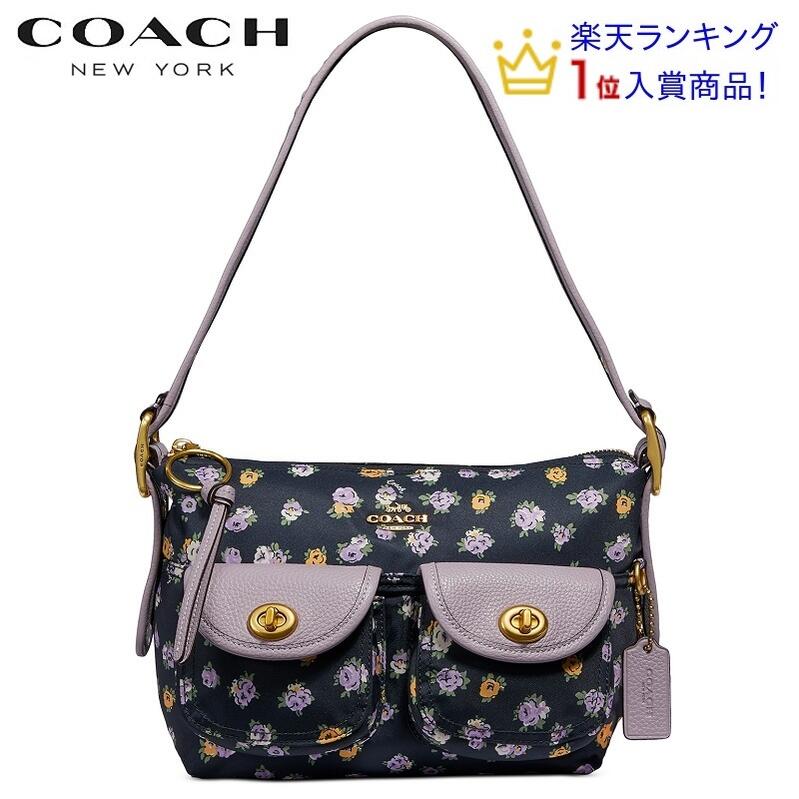 【SALE 新作 COACH】即発送可能 コーチショルダーバッグ レディース 斜めがけ コーチ 新作 ブティックライン COACH ヴィンテージ ローズ プリント ナイロン カーゴ ショルダー バッグ ミッドナイト ネイビー 軽量 正規品