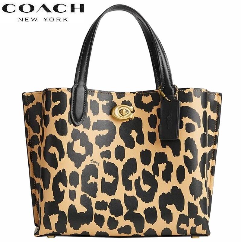 【SALE 2023秋冬新作 COACH】レオパード ヒョウ柄 コーチショルダーバッグ レディース 斜めがけ スマホショルダー コーチ バッグ 新作 coach トートバッグ コーチ ブティックライン COACH ウィロウ 24 トート レオパード プリント レザー 正規品 日本未入荷