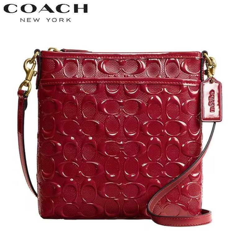 コーチ COACH 新作 CX196 ショルダーバッグ レディース 斜めがけ スマホショルダーバッグ クロスボディ ブティックライン 2025春新作 キット ロゴ パテント レザー クロスボディ ルビー 正規店 日本未入荷