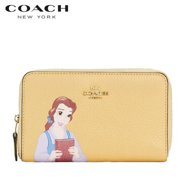 COACH 2021新作 コーチ ディズニー 限定コラボ 長財布 COACH ファクトリー DISNEY X COACH ミディアム ID ジップ ウォレット ウィズ ベル バニラ クリーム マルチ