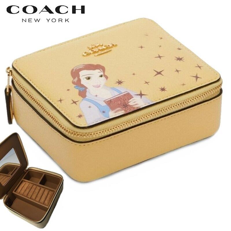 残りわずか 最終バーゲン COACH コーチ ディズニー 限定コラボ ジュエリー ボックス COACH ファクトリー 2021新作 DISNEY X COACH ラージ ジュエリー ボックス ウィズ ベル バニラ クリーム マルチ