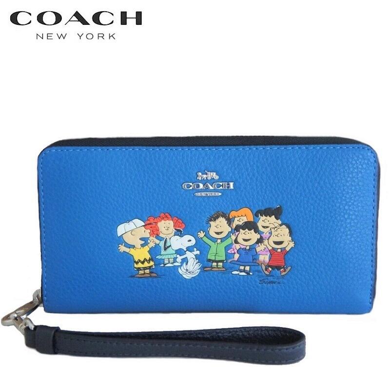 【SALE 新作 COACH】コーチ スヌーピー コラボ 2021新作 ファクトリー 長財布 COACH X PEANUTS ロング ジップ アラウンド ウォレット ウィズ スヌーピー アンド フレンズ ビビッド ブルー