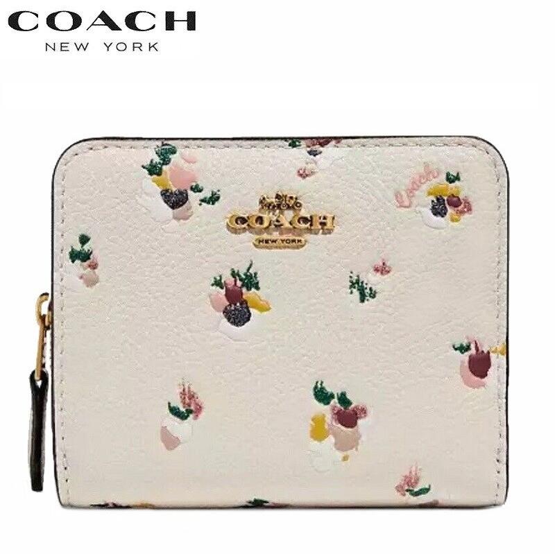 【SALE 2024新作 COACH】コーチ 財布 二つ折り 花柄 COACH 新作 二つ折り財布 レディース ミニ財布 カードケース カード入れ ブティックラインCOACH 2024新作 COACH レザー ビルフォールド ウォレット フローラルプリント チョーク マルチ 正規品 日本未入荷