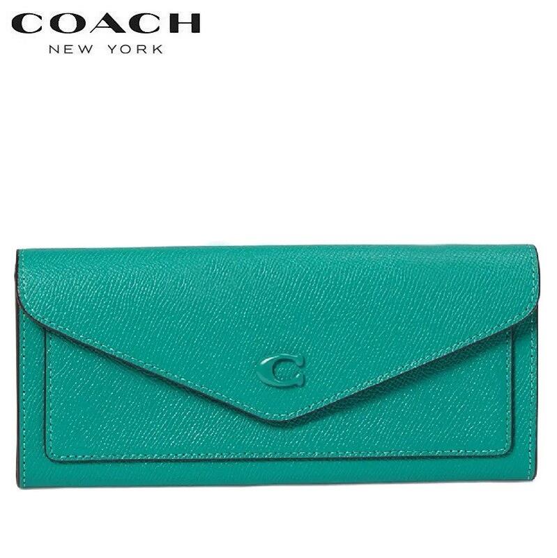 コーチ COACH 新作 長財布 二つ折り財布 カード入れ 金運開運財布 運気や金運を上昇させるグリーンの長財布 メンズ レディース 2023新作 ウィン ソフト ウォレット ブライト グリーンのサムネイル