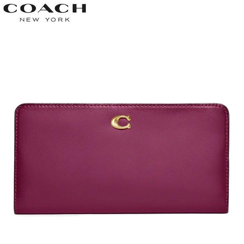 コーチ 財布 COACH 長財布 カードケース カード入れ ブティックライン レディース メンズ 長財布 二つ折り 財布 コーチ 財布 2023秋冬新作 COACH スキニー ウォレット ディープ プラム