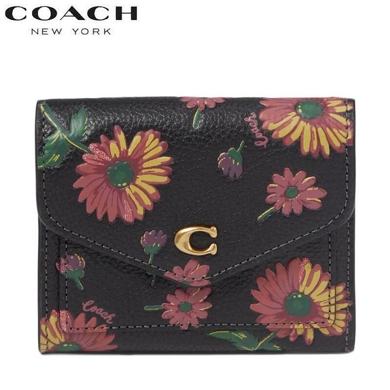 【TIME SALE 5/20迄 2023秋冬新作 COACH】コーチ 花柄 財布 二つ折り COACH ミニ財布 三つ折り財布 新作 レディース コーチ ブティックライン コーチ 財布 カード入れ COACH 2023秋冬新作 ウィン スモール ウォレット フローラル プリント ブラック マルチ