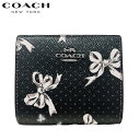 コーチ COACH 二つ折り財布 ミニ財布 CZ346 ファクトリー 2025春新作 スナップ ウォレット ボウ プリント ブラック マルチ 正規品(4)
