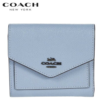 【P5倍 コロナに負けるな！】2020新作 コーチ 三つ折り財布 ブティックライン COACH スモール ウォレット クロスグレイン レザー ブルーベル